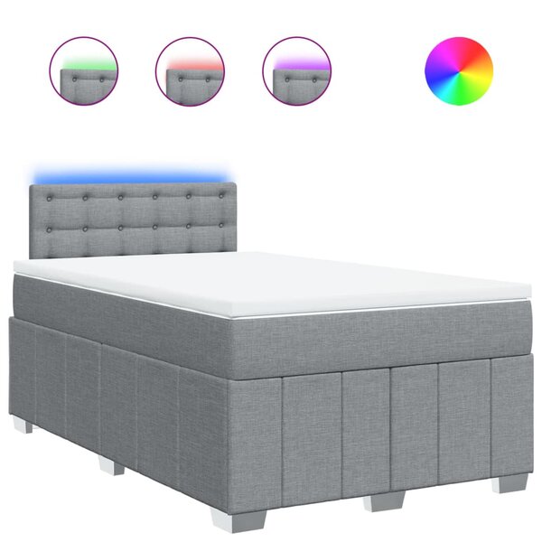 vidaXL Sommier à lattes de lit et matelas gris clair 120x190 cm tissu