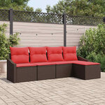 vidaXL Ensemble de Canapés avec coussin 5 Pièces Marron polyrotin