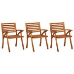 vidaXL Chaises à dîner de jardin avec coussins 3 Pièces Acacia massif