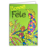 Carte FLUO Bonne Fête Oiseau Perruche Perroquet - Avec Enveloppe 12x17,5cm