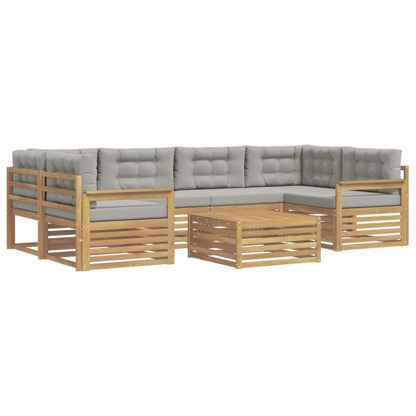 vidaXL Ensemble de canapés d'extérieur 7 Pièces Blanc et gris clair