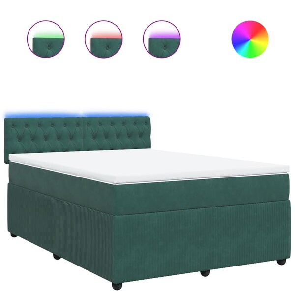 vidaXL Sommier à lattes de lit et matelas Vert foncé 140x200cm Velours