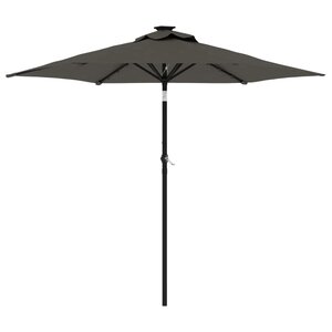 vidaXL Parasol de jardin LED et mât en acier anthracite 225x225x212 cm