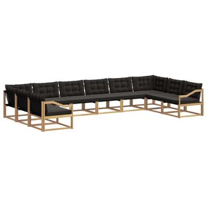 vidaXL Ensemble de canapés d'extérieur 10 Pièces Blanc et noir