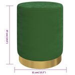vidaXL Tabouret de rangement rond Vert Velours 31 x 37 cm