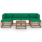 vidaXL Salon palette de jardin 7 Pièces et coussins Bois de pin imprégné