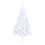 Vidaxl sapin de noël artificiel moitié led et support blanc 180 cm pvc