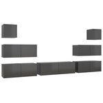 vidaXL Ensemble de meuble TV 7 Pièces Gris brillant Aggloméré