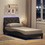 vidaXL Cadre de lit avec LED sans matelas gris foncé 80x200 cm tissu