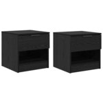 vidaXL Armoire de lit avec tiroir 2 Pièces Chêne noir 40 x 39 x 40 cm