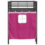 vidaXL Cadre de Lit Mezzanine pour Enfants avec Rideaux Noir et rose