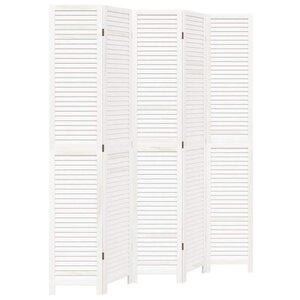 vidaXL Cloison de séparation 5 panneaux blanc bois de paulownia massif