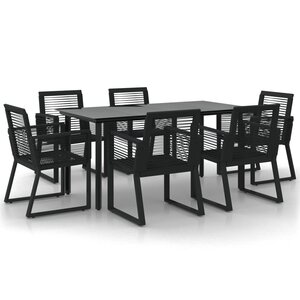 vidaXL Ensemble à manger de jardin 7 Pièces Noir Rotin PVC