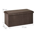 Banquette pliable avec coffre de rangement salon chambre 77 x 39 x 38 cm assise matelassée design élégant en MDF marron 13_0011176