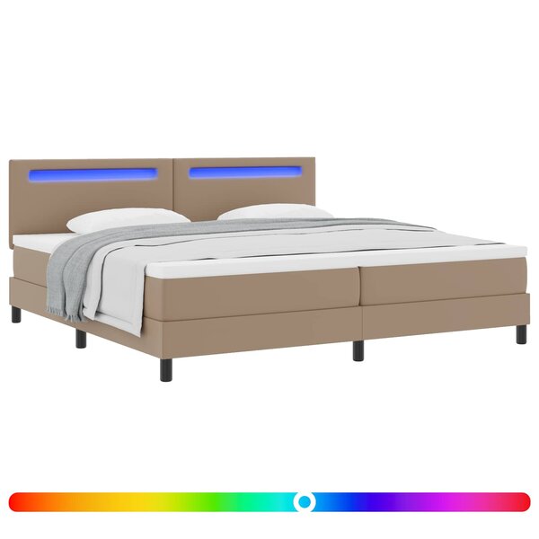 vidaXL Lit à ressorts avec matelas Cappuccino 200 x 200 cm Simili cuir