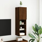 vidaXL Meuble TV avec lumières LED chêne marron 30 5x30x102 cm
