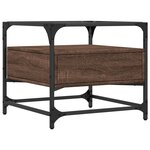 vidaXL Table basse et dessus en verre chêne marron 50x50x45 cm acier