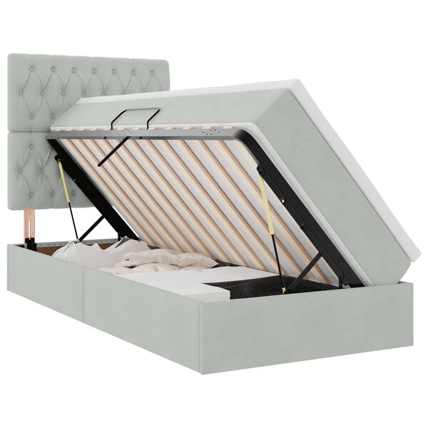 vidaXL Lit avec rangement et matelas Gris clair 90 x 200 cm Velours