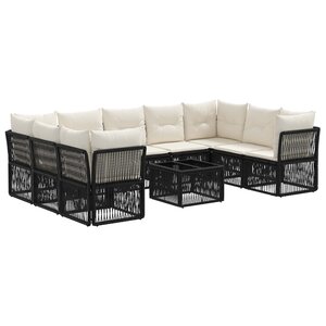 vidaXL Ensemble de canapé de jardin 10 pc Noir polyrotin