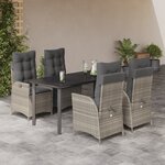 vidaXL Ensemble à manger de jardin et coussins 5 Pièces gris clair rotin