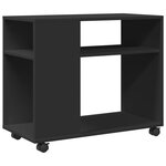 vidaXL Table d'appoint avec roues noir 70x35x60 cm bois d'ingénierie