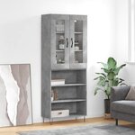 vidaXL Buffet haut Gris béton 69 5x34x180 cm Bois d'ingénierie