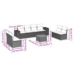 vidaXL Salon de jardin 9 Pièces avec coussins noir résine tressée