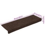 vidaXL Tapis d'escalier autocollants 15 pièces 65 x 21 x 4 cm Marron Bord rectangulaire