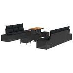 vidaXL Ensemble de canapé de jardin 10 Pièces Noir Poly rotin