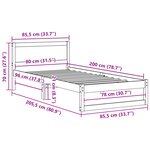 vidaXL Cadre de lit Naturel Bois massif 80 x 200 cm