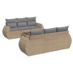 vidaXL Salon de jardin avec coussins 7 Pièces beige résine tressée