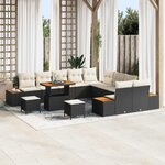 vidaXL Ensemble de canapé de jardin avec coussin 13 Pièces Noir et Crème