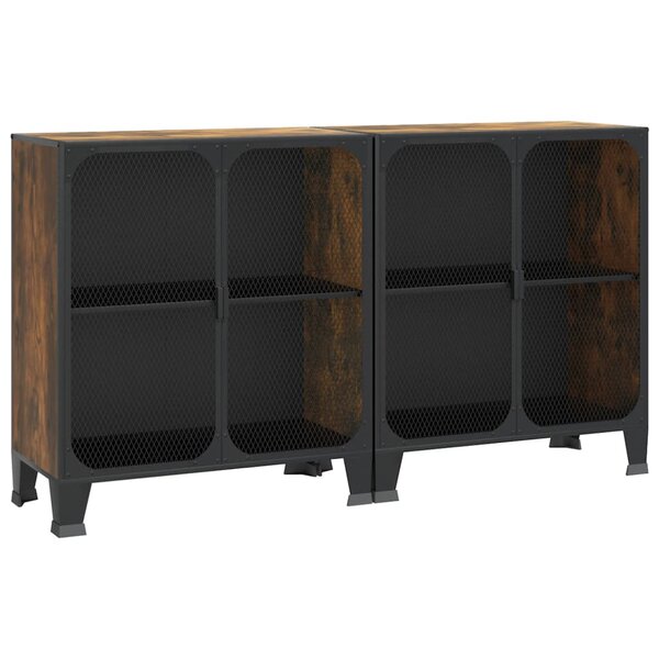 vidaXL Armoires de rangement 2 Pièces Marron 72x36x82 cm Métal et MDF