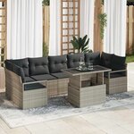 vidaXL Ensemble de canapé de jardin 8 Pièces Gris clair Poly rotin