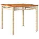 vidaXL Table de jardin beige 80x80x75 cm résine tressée et bois acacia
