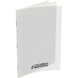Cahier A4 140P 90G grands carreaux PP incolore CONQUÉRANT