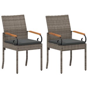 vidaXL Chaises de jardin avec coussin 2 Pièces Gris et Gris foncé