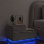 vidaXL Table de chevet avec lumières LED sonoma gris 70x36x40 5 cm