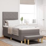 vidaXL Lit Box Spring avec Matelas & Banc Taupe 100x200 cm Tissu