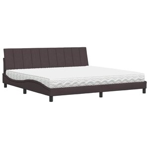 vidaXL Lit avec matelas marron foncé 200x200 cm tissu
