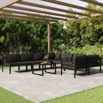 vidaXL Salon de jardin 9 Pièces avec coussins Aluminium Anthracite