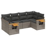 vidaXL Salon de jardin 6 Pièces avec coussins gris résine tressée