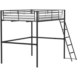 Lit mezzanine en métal noir ELIOT avec sommier inclus 140 x 200 cm