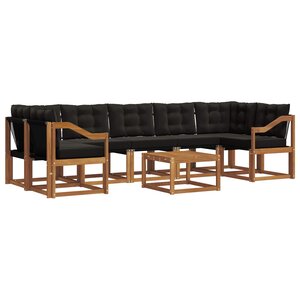 vidaXL Ensemble de canapés d'extérieur 8 pc Naturel et Noir