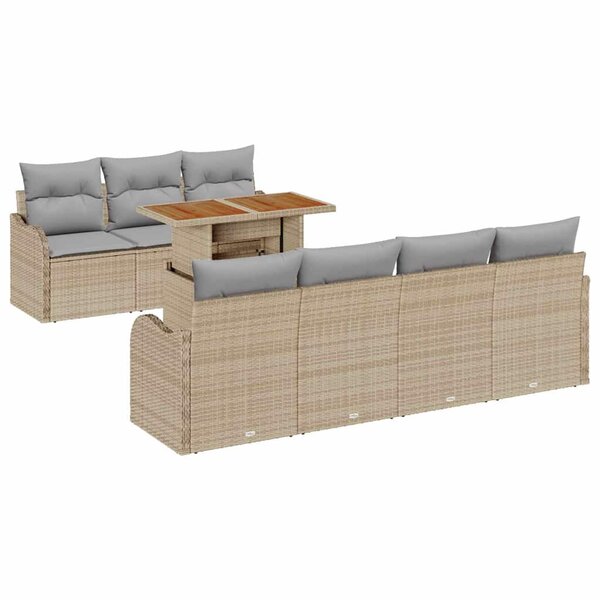 vidaXL Ensemble de canapé de jardin 8 Pièces Beige Poly rotin