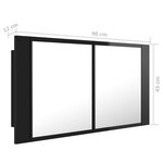 vidaXL Armoire à miroir de bain à LED Noir brillant Acrylique