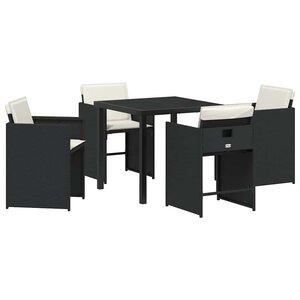 vidaXL Ensemble de salle à manger pour jardin 5 Pièces Noir polyrotin