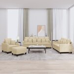 vidaXL Ensemble de canapés 4 Pièces avec coussins crème tissu