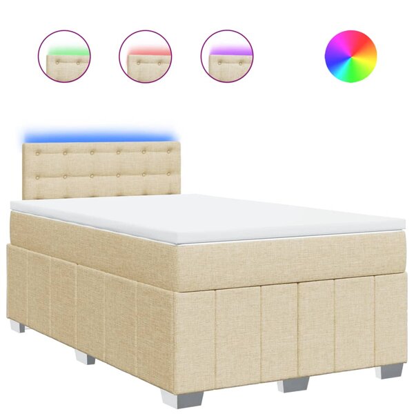vidaXL Sommier à lattes de lit avec matelas crème 120x190 cm tissu