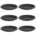 vidaXL Plateau à fleurs rond 6 pc Noir Ø 21 5 x 2 5 cm Plastique